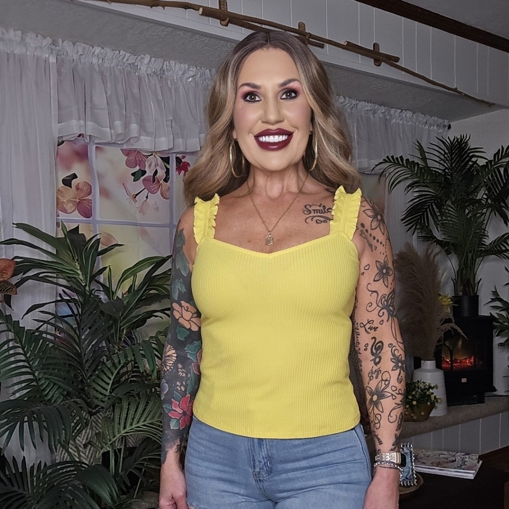 Yellow Ribbed Tank Top